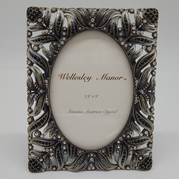Vintage Wellesley Manor 3.5" X 5" Genuine Austrian Crystal Ornate Picture Frame - Picture 1 of 12